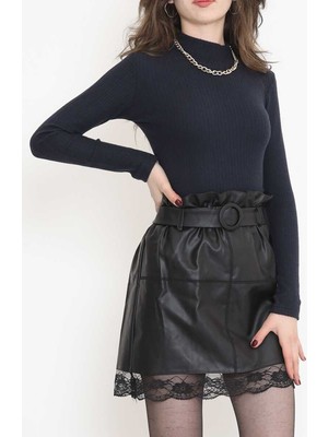 Tozlu Yaka Yarım Balıkçı Body Lacivert