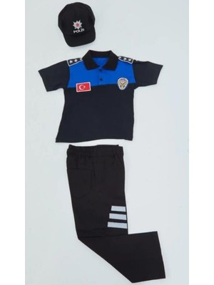 Uğur Böceği Çocuk Dünyası Uğur Böceği Çocuk Polo Yaka Kısa Kol Polis Takımı Toplum Mavi