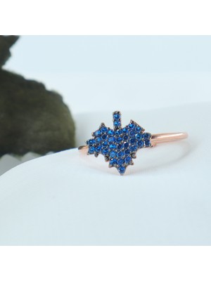 Neva Jewelry Lacivert Taşlı Yaprak Yüzük