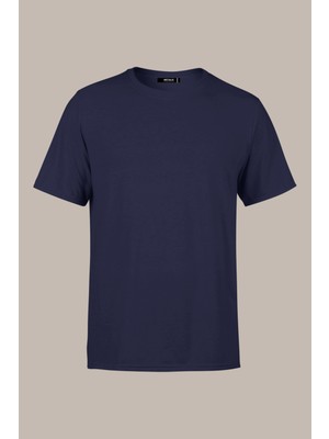 Mmetalic Erkek Lacivert T- Shirt Regular Fit Rahat Kesim Bisiklet Yaka Basic Tişört