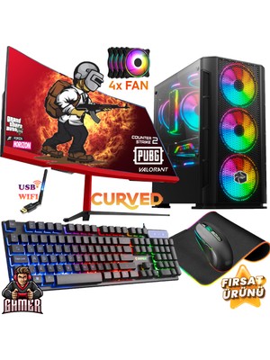 Gameline SYN68 Ryzen 5 3600 16GB Ddr4 500GB SSD RX580 8gb 24" Curved Oyuncu Masaüstü Bilgisayar