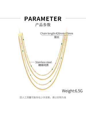 Wmtoore Fransız Ins Stili Titanyum Çelik Çok Katmanlı Istifleme Köprücük Kemiği Zinciri Paslanmaz Çelik Basit Dört Katmanlı Zincir Kolye (Yurt Dışından)