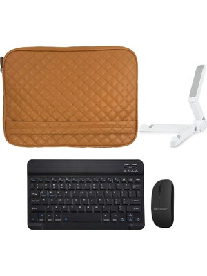 Microcase Samsung Tab A7 Lite 2021 8.7 Inch T220 T225 Tablet Kapitone Tablet Çanta + Bluetooth Klavye + Mouse + Tablet Standı - AL8123