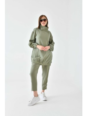 FTZ Women Kadın Modal Pantolonlu Takım  Haki 30716