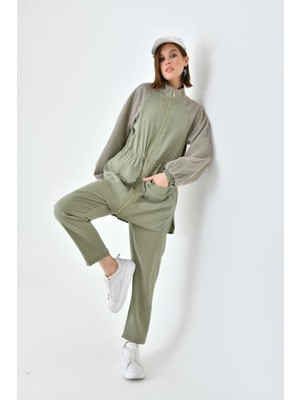 FTZ Women Kadın File Detaylı Takım  Haki 30709