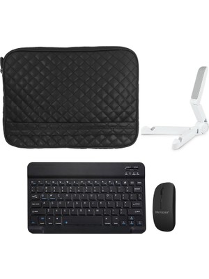 Microcase Tcl Tab 10S Tablet Kapitone Tablet Çanta + Bluetooth Klavye + Mouse + Tablet Standı - AL8123
