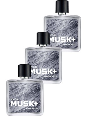 Avon Musk+ Mineralis Erkek Parfüm Edt 75 Ml. Üçlü Set