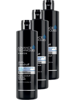 Avon Advance Techniques Kepek Karşıtı 2'si 1 Arada Şampuan ve Saç Kremi 400 Ml. Üçlü Set