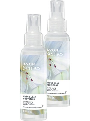 Avon Senses Beyaz Zambak Kokulu Vücut Spreyi 100 ml İkili Set Doğal Özlerle Zenginleştirilmiş