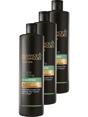 Avon Depply Purifying Yağlı Saçlar İçin Arındırıcı Şampuan 400 ml Üçlü Set