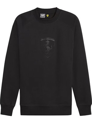Puma Ferrari Race Big Shield Crew Erkek Günlük Sweatshirt 62380201 Siyah