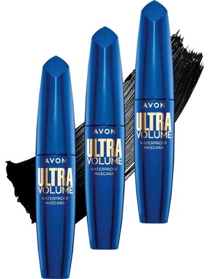 Avon Ultra Volume Suya Dayanıklı Maskara Blackest Black Üçlü Set