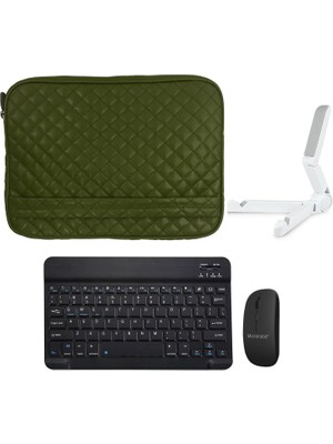 Microcase Lenovo Tab M8 4. Nesil 8 Inch Tablet Kapitone Tablet Çanta + Bluetooth Klavye + Mouse + Tablet Standı - AL8123