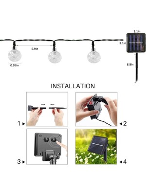 Qisem 2 Adet Sekiz Fonksiyonlu Kabarcık Topu Fenerler LED Güneş Işığı Dize (Yurt Dışından)