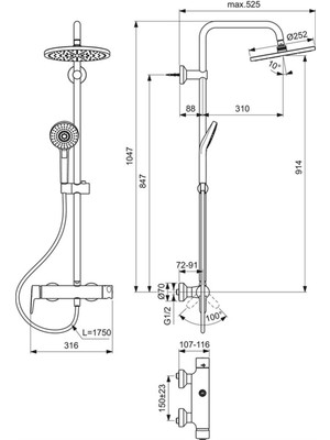 Ideal Standard B2266AA Idealjet Duş Sistemi-Aplike Duş Bataryası Dahil