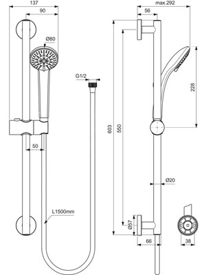 Ideal Standard 

B1248ZZ Una Sürgülü Duş Seti
