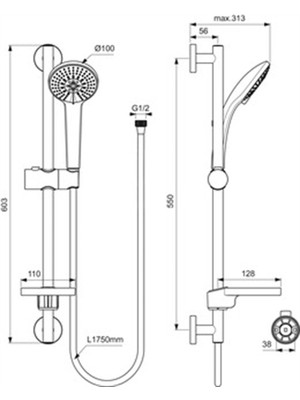 Ideal Standard 

B9415AA Idealrain 100 Sürgülü Duş Seti
