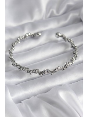 Clariss 316L Çelik Gümüş Renk Sarmal Dorika Model Kadın Bileklik