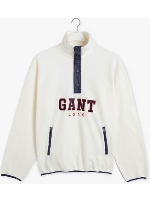 Gant Erkek Krem Regular Fit Yarım Fermuarlı Logolu Sweatshirt 2523364T.113