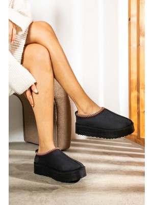 İmershoes Günlük Kadın Bot Desenli Yüksek Kalıntaban Içi Kürklü Süet Kısa Bootie Hafif  U50