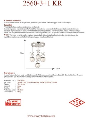 Eray Aydınlatma 2560-3+1 4lü Krom Sarkıt LED Avize