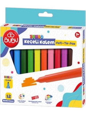 Bubu Jumbo Keçeli Kalem 5mm. Karton Kutu 12 Renk B-KEC003