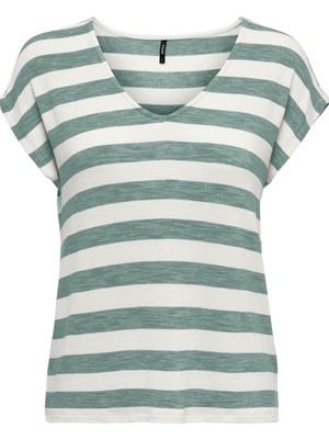 Dilvin Only Onllıra Lıfe S/s V-Neck Top Jrs Noos 15252103 Yeşil