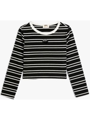 Koton 4SKG60035AK Koton Kız Çocuk Sweat Siyah Çizgili