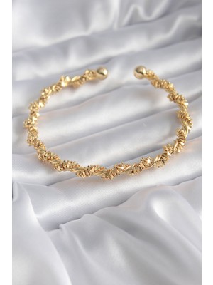 Clariss 316L Çelik Gold Renk Sarmal Dorika Model Kadın Bileklik