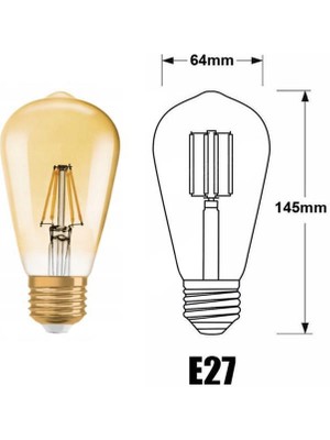 Osram Vintage 1906 4W (37W) Armut Rustik LED Ampul Sarı Işık