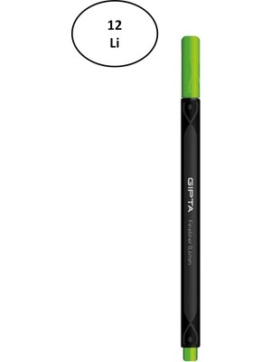 Gıpta Fineliner Kalem 0,4 mm Karton Kutu Üçgen Yeşil 12'li