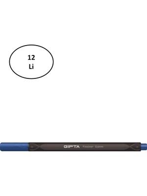 Gıpta Fineliner Kalem 0,4 mm -Karton Kutu-Üçgen-G.mavisi 12'li