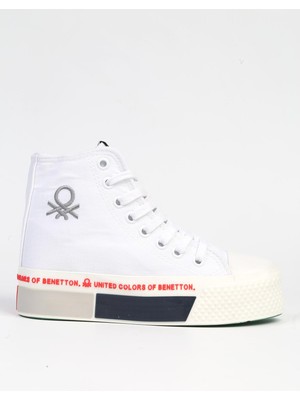 Benetton BN-30942 - 3114 Beyaz Kırmızı - Kadın Spor Ayakkabı