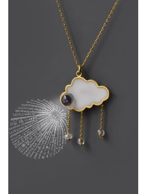 Sinsirella 925 Ayar Gümüş Gold Kaplama Rüya Serisi 100 Dilde Seni Seviyorum Taşlı Mineli Bulut Kolye