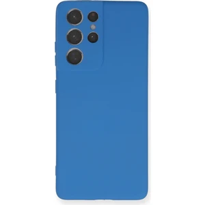 Samsung Galaxy S21 Ultra Kılıf Nano Içi Kadife  Silikon - Mavi 300099