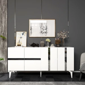 Cantek Dizayn Vannia Konsol 4 Kapaklı Beyaz-Gümüş