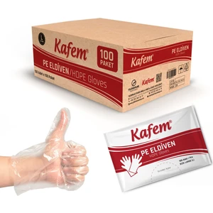 Pe Tek Kullanımlık Şeffaf Eldiven 100 Lü x 100 Paket (Koli)