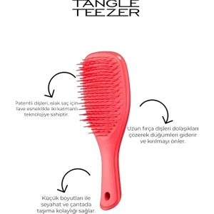 Tangle Teezer Ultimate Detangler Mini Pink Punch Pembe Plastik Kırılma Önleyici Düz ve Kıvırcık Saç Tarama Fırçası