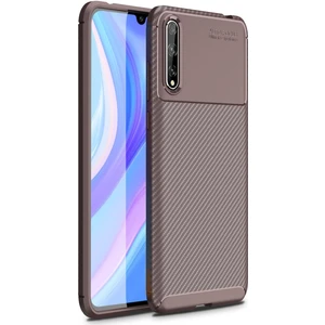 Huawei P Smart S Kılıf Focus Karbon Silikon - Kahverengi 300099