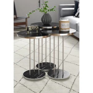 Gold Falez Zigon Sehpa – Yonga Levha ve Metal, PVC Kenar Bantlı, 34 cm ve 22 cm Tablalı, Salon ve Oturma Odası İçin Şık Tasarım