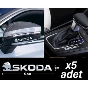 Skoda Uyumlu Metal Sticker 5 Adet Oto Aksesuar Oto Sticker Çıkartma Araba