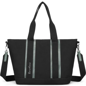 BARCELONA 21K Barcelona Dev Boy Exclusive Kanvas Kumaş Kadın Omuz Çantası 1312 - Siyah Haki