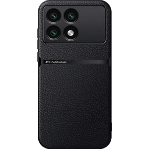 Poco X6 Pro Liçi Deseni Araba Manyetik Emme Pu Cep Telefonu Kılıfı (Yurt Dışından)