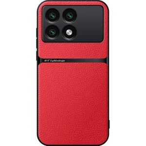 Poco X6 Pro Liçi Deseni Araba Manyetik Emme Pu Cep Telefonu Kılıfı (Yurt Dışından)