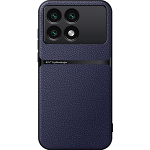 Poco X6 Pro Liçi Deseni Araba Manyetik Emme Pu Cep Telefonu Kılıfı (Yurt Dışından)
