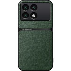Poco X6 Pro Liçi Deseni Araba Manyetik Emme Pu Cep Telefonu Kılıfı (Yurt Dışından)