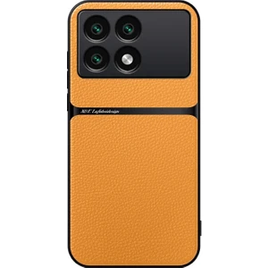 Poco X6 Pro Liçi Deseni Araba Manyetik Emme Pu Cep Telefonu Kılıfı (Yurt Dışından)