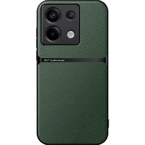 Poco X6 Liçi Deseni Araba Manyetik Emme Pu Cep Telefonu Kılıfı (Yurt Dışından)