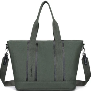 BARCELONA 21K Barcelona Dev Boy Exclusive Kanvas Kumaş Kadın Omuz Çantası 1312 - Haki Siyah