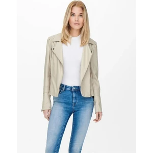 15153079 Kadın Suni Deri Ceket - Ekru